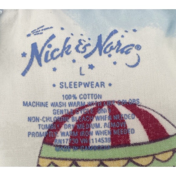 Nick & Nora hot air balloon pajama pant Cotton Pull On Sleepwear Whimsical Large - Picture 6 of 9